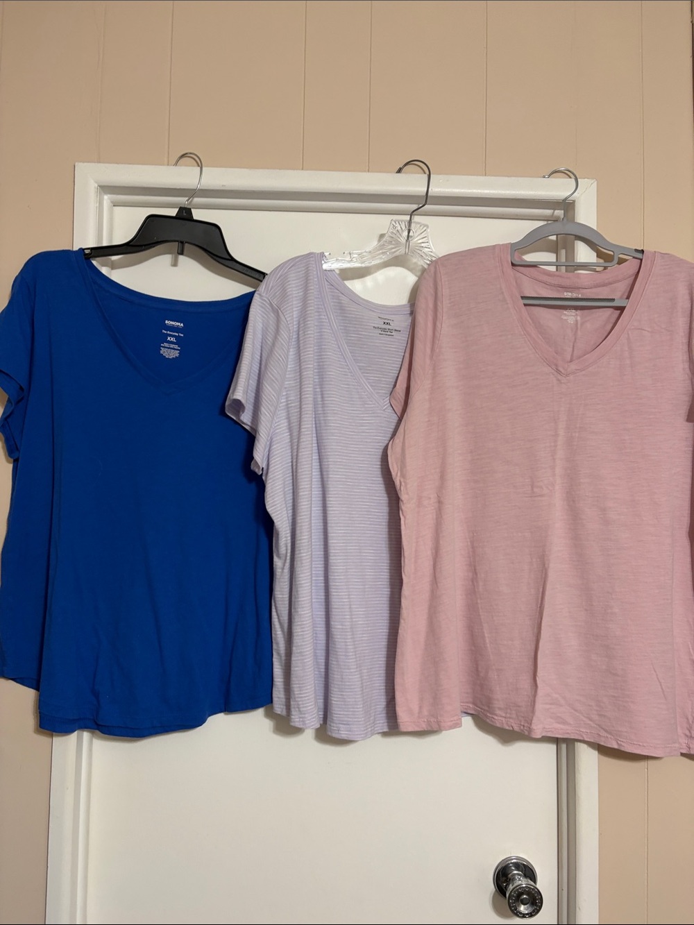 Sonoma V-Neck Short Sleeve Tees in Blue, Lavender, Pink